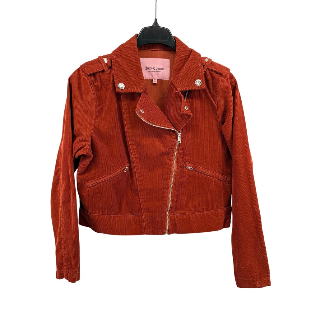 NEW Y2K Juicy Couture Cord Moto Jacket Womens XL Jacket Ginger Corduroy Biker